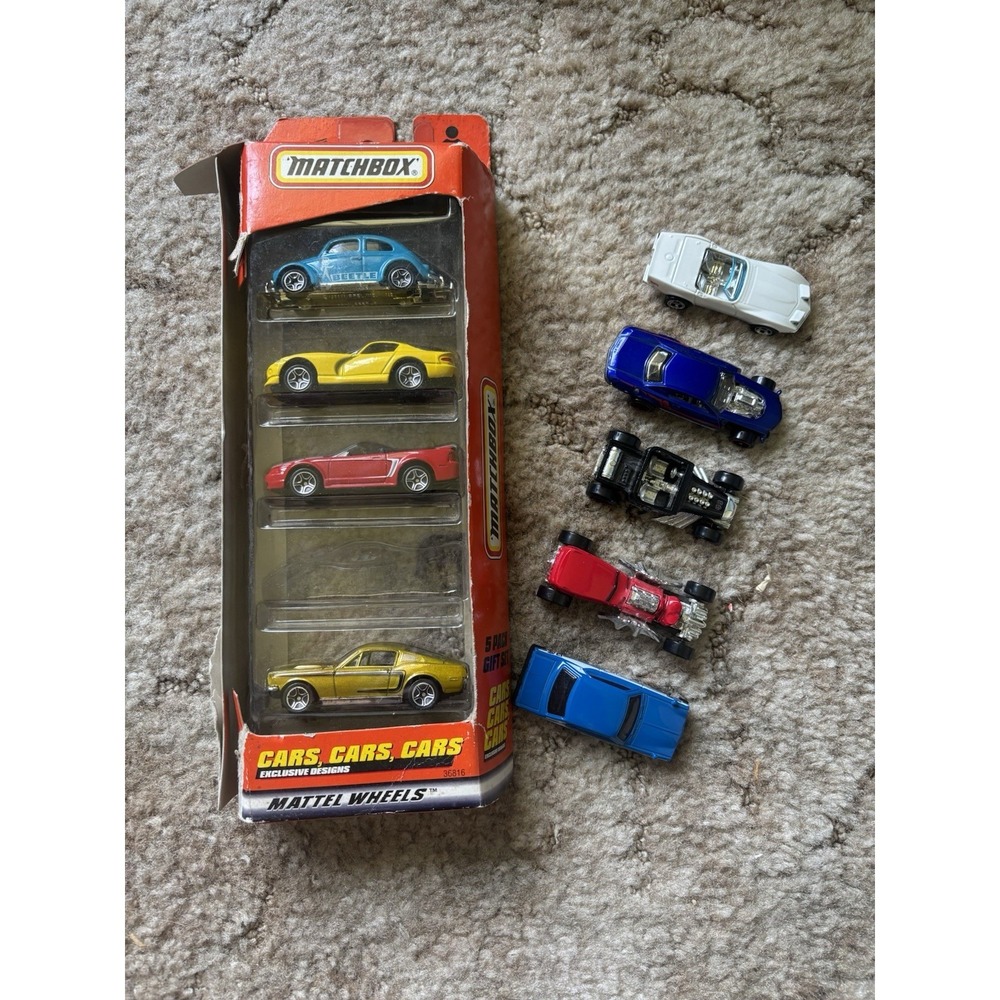 Vintage Matchbox 5 Pack Cars Cars Cars Partial Box Set Plus 5 Loose Hot Rods Lot